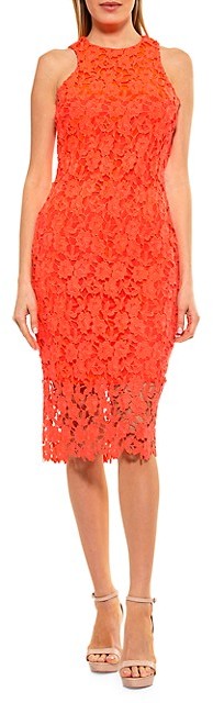 alexia admor red floral lace sheath