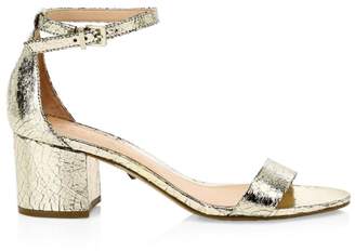 Schutz Chimes Crackle Leather Ankle-Strap Sandals