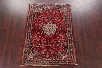 Isabelline Red Zanjan Persian Design Area Rug Hand-Knotted 4X6