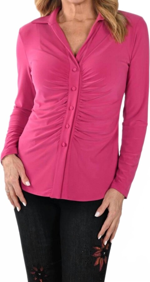 Frank Lyman Woven Blouse In Magenta