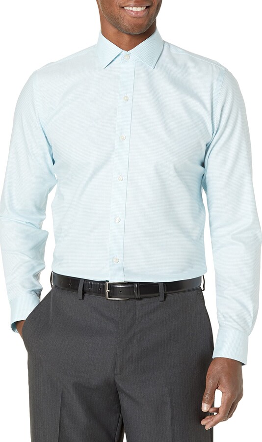 BUTTONED DOWN Men's Classic Fit Spread-Collar Pattern Non-Iron Dress Shirt, 