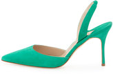 Thumbnail for your product : Manolo Blahnik Carolyne High-Heel Suede Halter Pump, Green