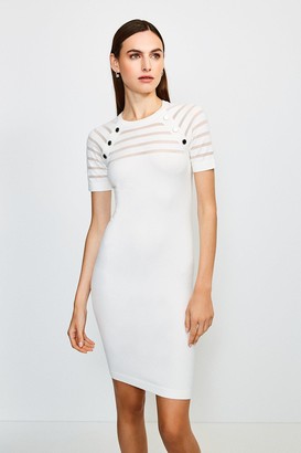 Karen Millen Sheer Stripe Knitted Dress