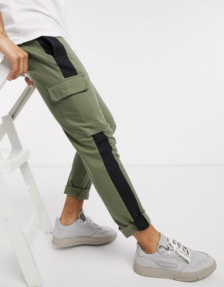 ASOS DESIGN skinny cargo trousers with contrast panel
