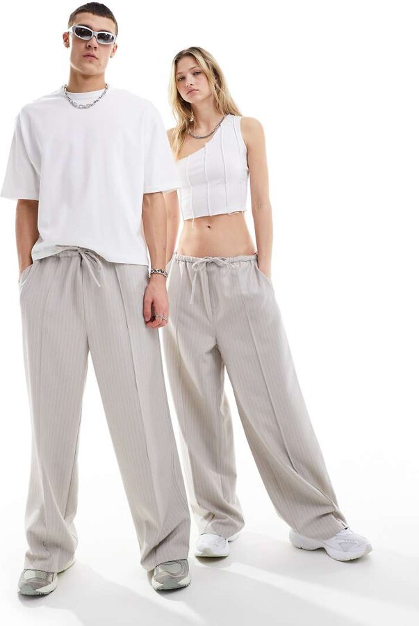 Collusion Unisex formal joggers in grey stripe ShopStyle Boys