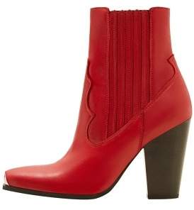 mango red leather boots