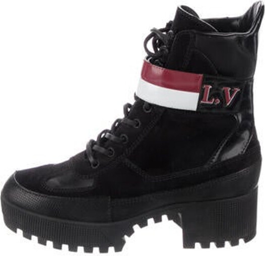 Louis Vuitton Suede Whipstitch Trim Combat Boots - ShopStyle