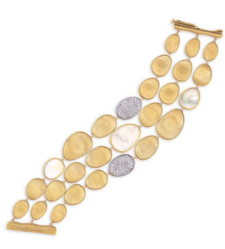 Marco Bicego Lunaria Three-Row Mother-of-Pearl Bracelet with Diamonds