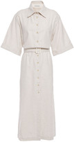 Thumbnail for your product : ANNA QUAN Zola Belted Brushed-cotton Midi Shirt Dress