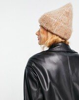 Thumbnail for your product : ASOS DESIGN two-tone fluffy beanie in camel