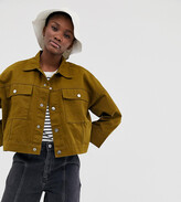 Thumbnail for your product : Weekday tenille denim jacket in khaki-Green