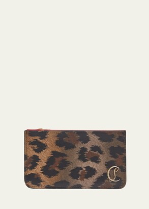 Leopard Print Design Leather Credit Card Case / Genuine Designer