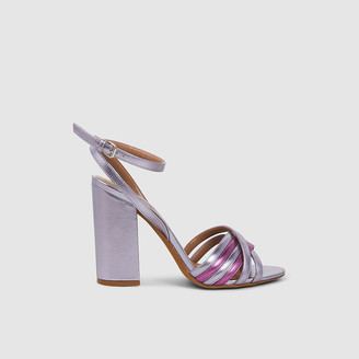 purple block heel sandals