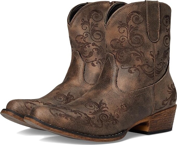 Roper Short Stuff Cowboy Women's Boots Vintage Brown Faux Leather : 10 M, Synthetic