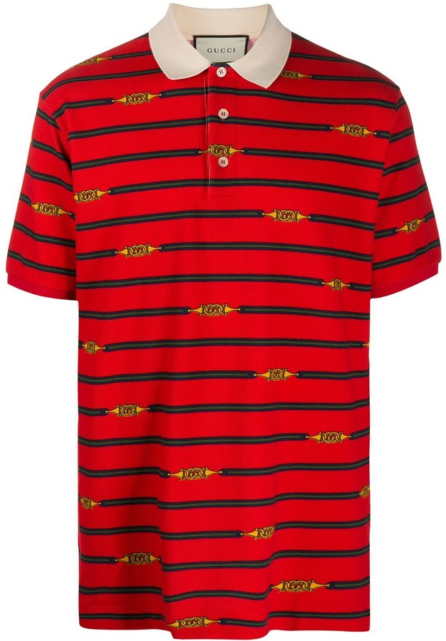 red gucci stripe polo shirt