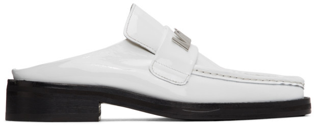 white patent leather loafers