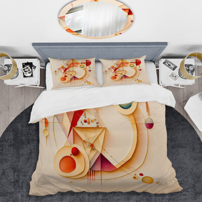 Design Art Orange And Yellow Geometric Abstract II BeddingMicrofiber / Polyester Duvet Cover Set