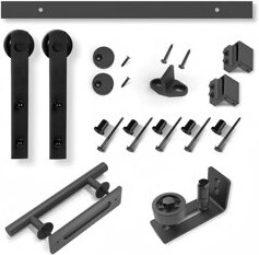 JIEKUOZONGZHUAN 6-Foot Barn Door Sliding Track And Handle Hardware Set With Straight Pulleys For Smooth And Quiet Sliding. The 6-Foot Track Set Is Suitable For Single