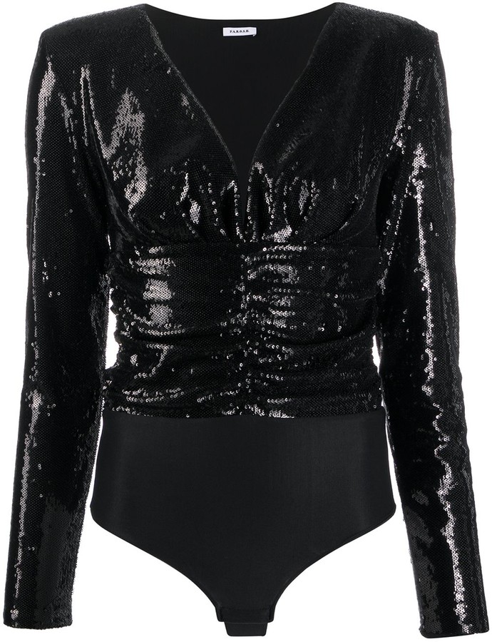 long sleeve sequin bodysuit