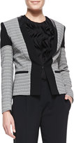 Thumbnail for your product : Etro Chain-Print Cady & Leather-Trim Open Jacket
