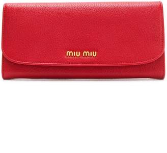 Miu Miu Single colour madras leather wallet