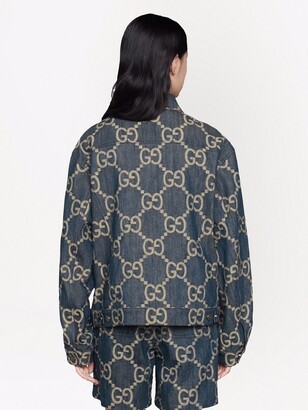 Gucci GG monogram-pattern embroidered denim jacket - ShopStyle