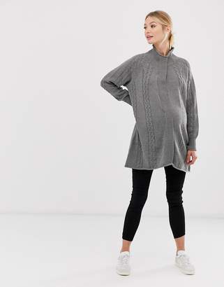 Mama Licious Mamalicious high neck nursing poncho jumper with open front