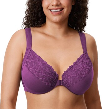 DELIMIRA Women's Non Padded Full Coverage Lace Underwired Bra Plus Size  Black 38D - ShopStyle