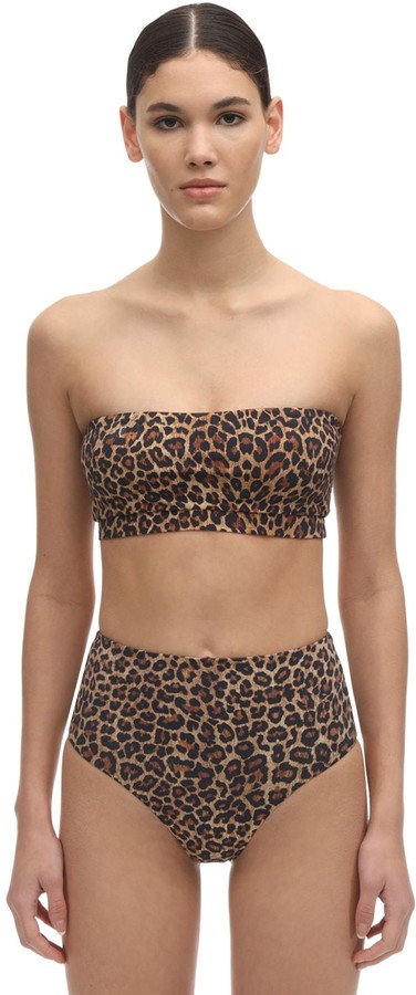 leopard print strapless swimsuit