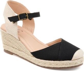 Journee Collection Womens Ashlyn Tru Comfort Foam Wedge Heel Espadrille Sandals, Black 5.5