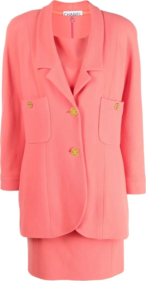 Chanel Pre Owned 1980s CC-button dress and blazer set