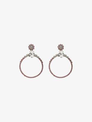 Miu Miu pink and silver tone crystal large hoop earrings