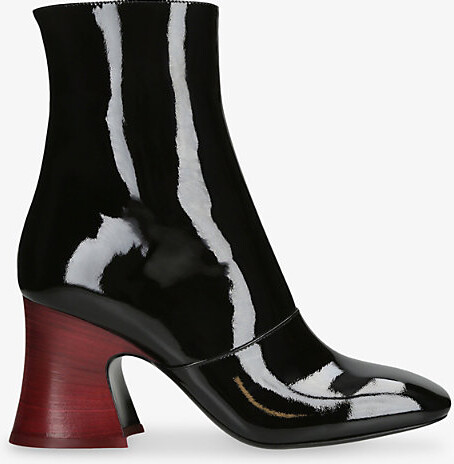 Chloé Womens Black Janis Patent-Leather Heeled Ankle Boots Eur 41 / 8 Uk Women