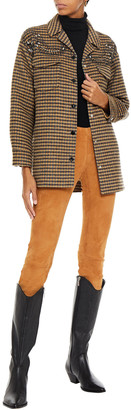 Sandro Brodan Embellished Checked Wool-blend Felt Jacket