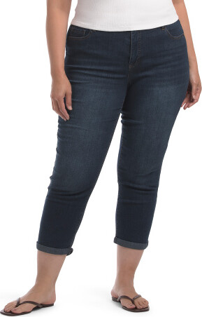 TJMAXX Plus Comfort Waist Straight Ankle Jeans For Women, Spandex/Cotton/Polyester