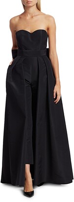 Alexia Maria Convertible Bow-Embellished Silk Faille Jumpsuit