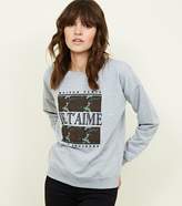 Thumbnail for your product : New Look Camo Je T'aime Slogan Flocked Sweatshirt
