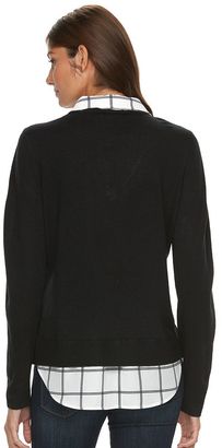 Croft & Barrow Women's Mock-Layer V-Neck Sweater
