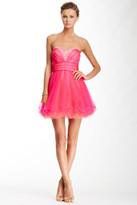 Thumbnail for your product : La Femme Beaded Pleated Tulle Dress