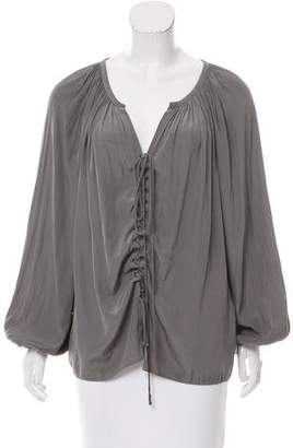 Ramy Brook Lace-Up Long Sleeve Blouse