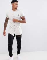 Thumbnail for your product : Gym King short sleeve grandad shirt in Cloud