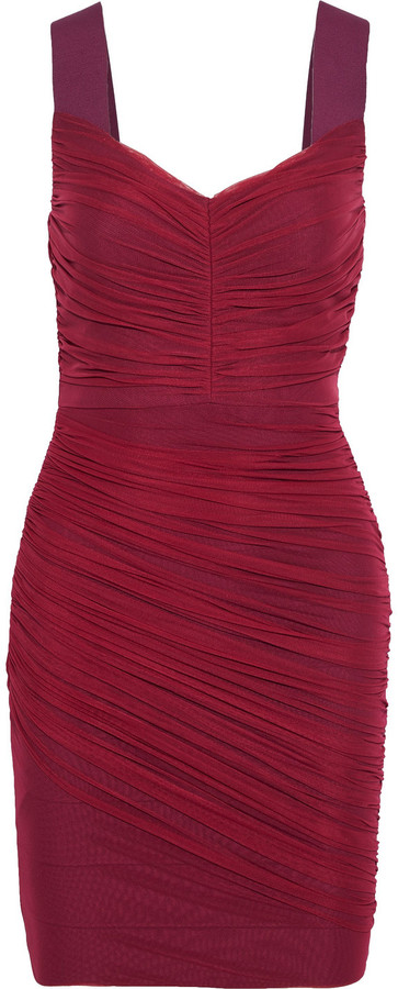 tom ford red ruched tulle dress