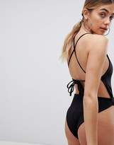 Thumbnail for your product : PrettyLittleThing Cross Back High Neck Swimsuit