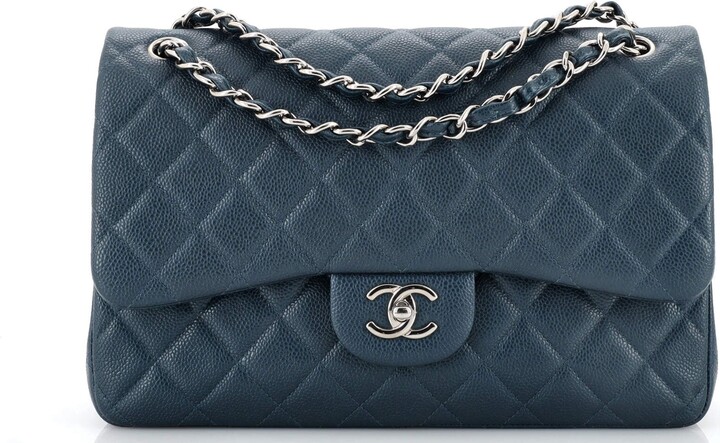 chanel caviar quilted jumbo double flap black
