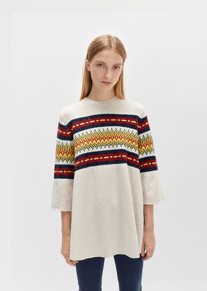 6397 Merino Fairisle Sweater Oatmeal Size: Medium