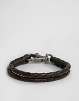 Thumbnail for your product : Jack and Jones Jacjack Leather Braid Bracelet In Black