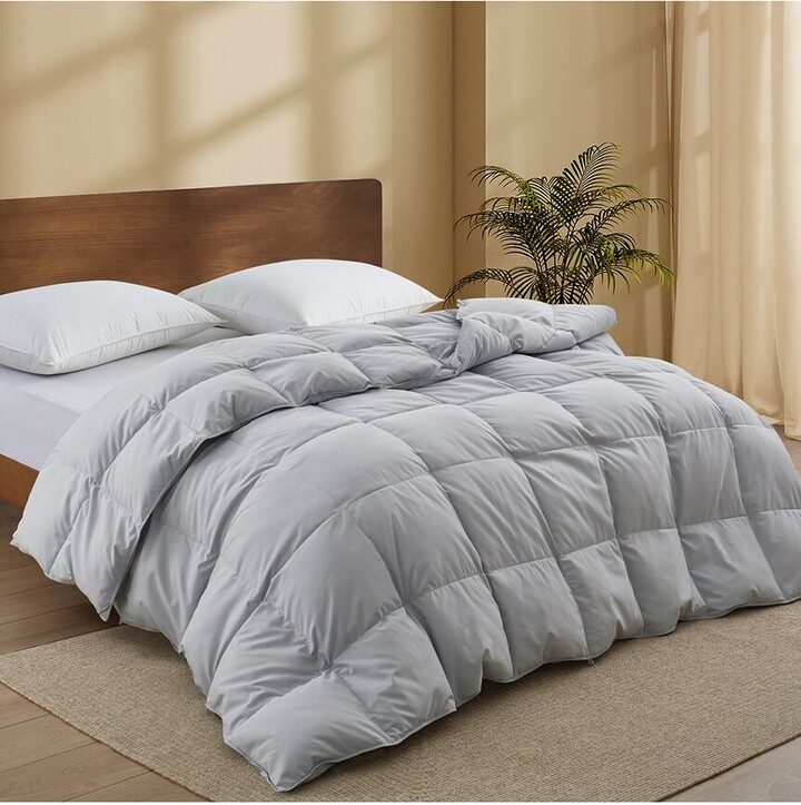 UNIKOME All-Season Medium Warmth Solid Pattern Duvet Insert White Goose Down Feather Comforter