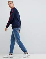 Thumbnail for your product : Benetton crew neck sweatshirt with taped sleeves in navy