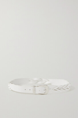Kate Cate + Net Sustain Exagon Braided Leather Belt - White
