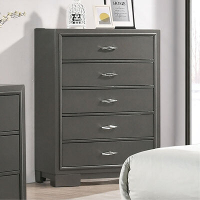 Mercer41 Contemporary Style 1pc Chest Acrylic Legs Embossed Art Deco Diamond Faux Drawers Handles